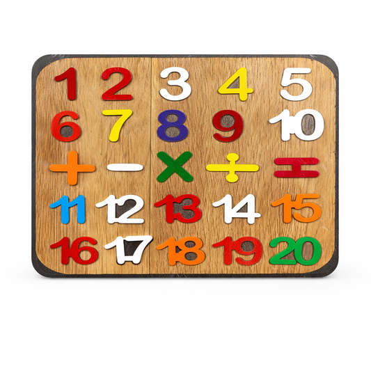 Wooden Number Learning Board 1โ20 โ Colorful Educational Math Puzzle for Kids