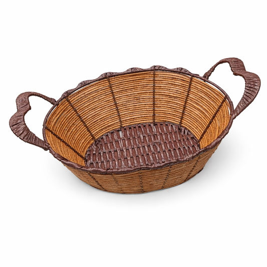 Handwoven Wicker Basket with Dual Handles โ Stylish Storage Solution