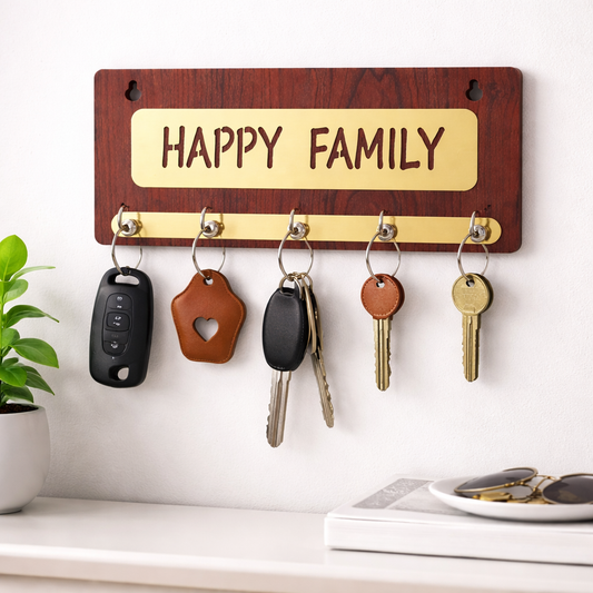 Rustic Wooden Key Holder with 'Sweet Home' Engraving โ Decorative Wall Organizer