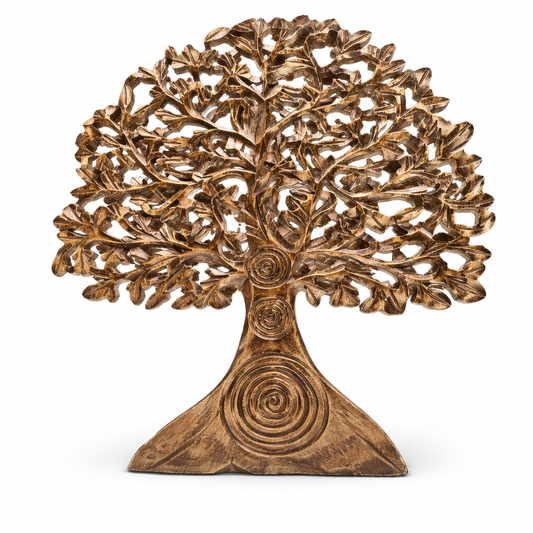 Intricate Wooden Tree of Life Sculpture โ Handcrafted Home Dรฉcor