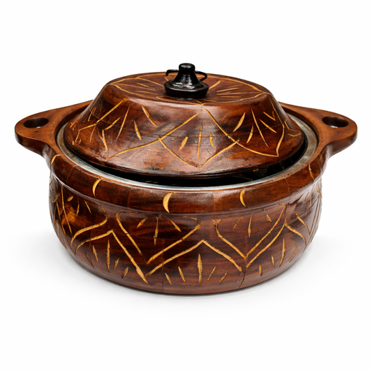 Handcrafted Wooden Cooking Pot with Lid โ Rustic Kitchenware