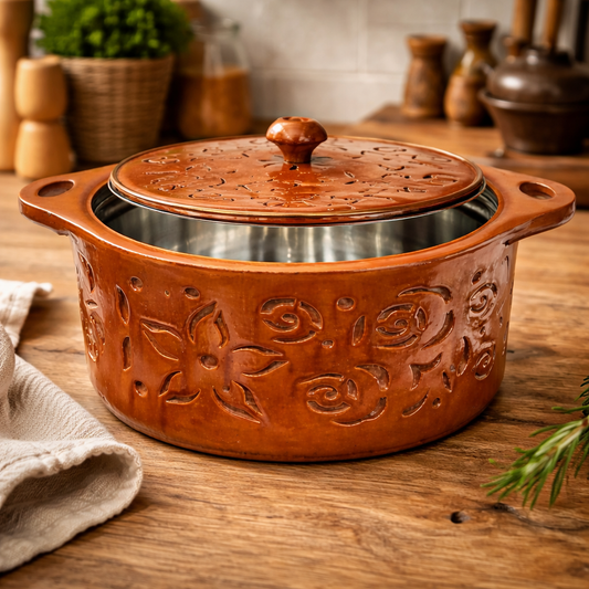 Handcrafted Wooden Cooking Pot with Lid โ Rustic Kitchenware
