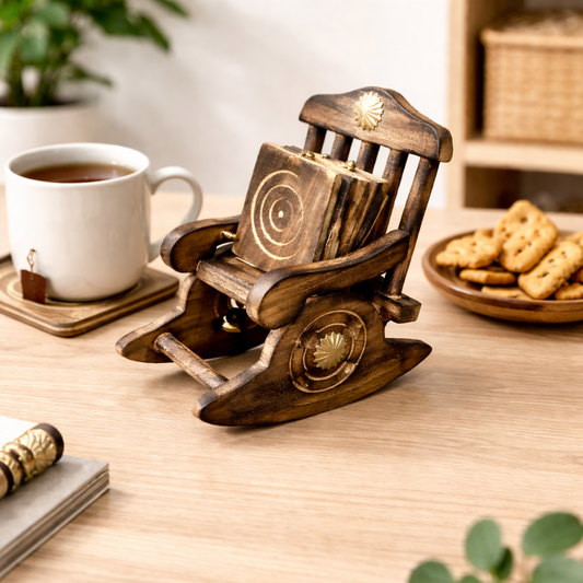 Rustic Wooden Rocking Chair Organizer โ Handmade Tabletop Decor Holder