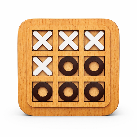 Wooden Tic-Tac-Toe Game Board โ Classic XOXO Tabletop Puzzle for Kids & Family