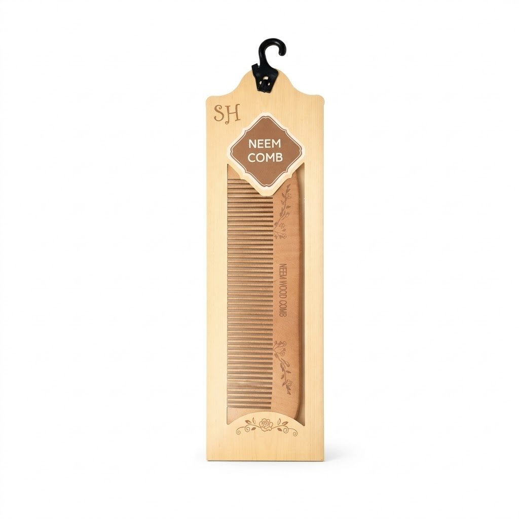 Natural Neem Wood Comb with Elegant Gift Packaging