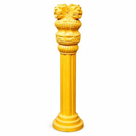 Golden Lion Pillar Sculpture - Handcrafted Decorative Accent