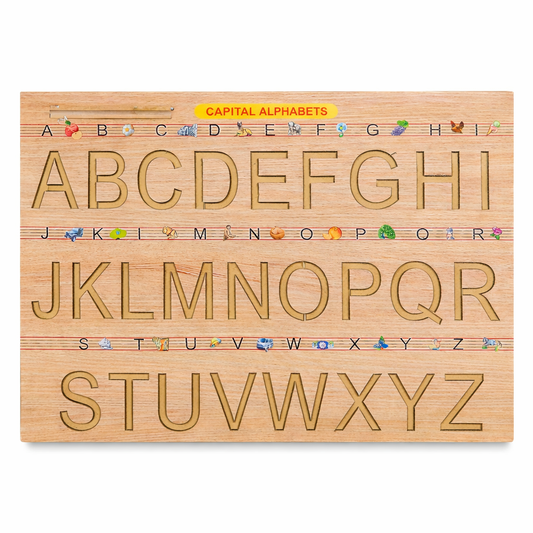 Wooden Capital Alphabet Learning Board for Kids | Montessori ABC Puzzle Educational Toy