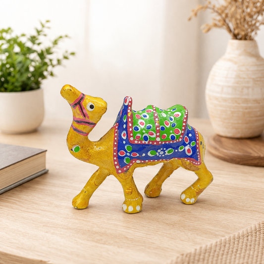 Colorful Ceramic Camel Figurine – Hand-Painted Rajasthani Style Decorative Showpiece