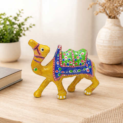 Colorful Ceramic Camel Figurine – Hand-Painted Rajasthani Style Decorative Showpiece