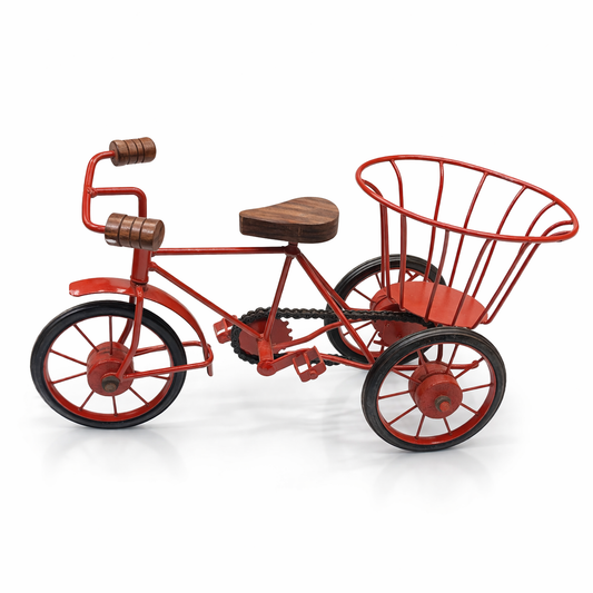 Vintage Tricycle Flower Planter – Rustic Metal Bicycle Basket Decor Showpiece