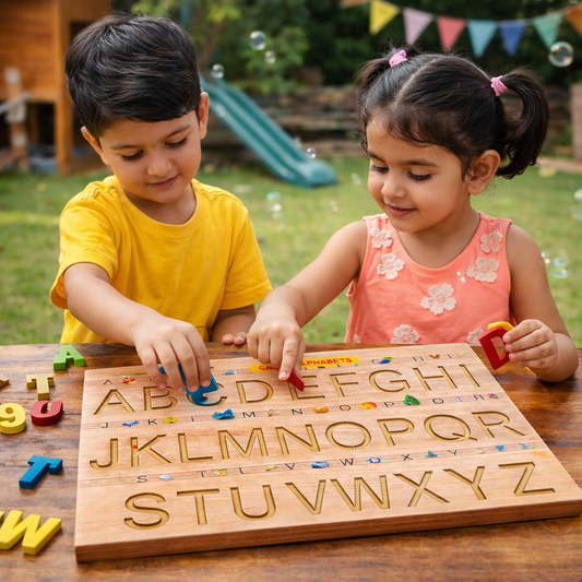 Wooden Capital Alphabet Learning Board for Kids | Montessori ABC Puzzle Educational Toy