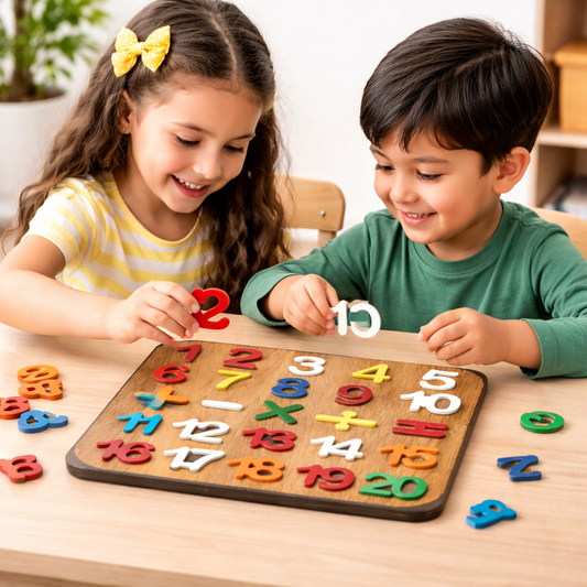 Wooden Number Learning Board 1–20 – Colorful Educational Math Puzzle for Kids
