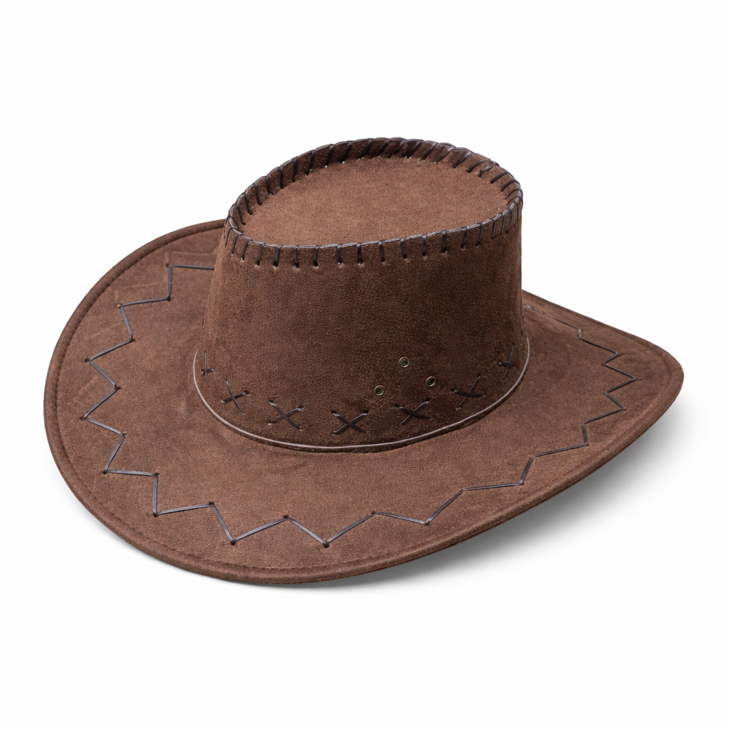 Classic Suede Cowboy Hat with Stitched Detailing – Western Style Hat