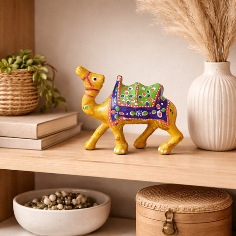 Colorful Ceramic Camel Figurine – Hand-Painted Rajasthani Style Decorative Showpiece