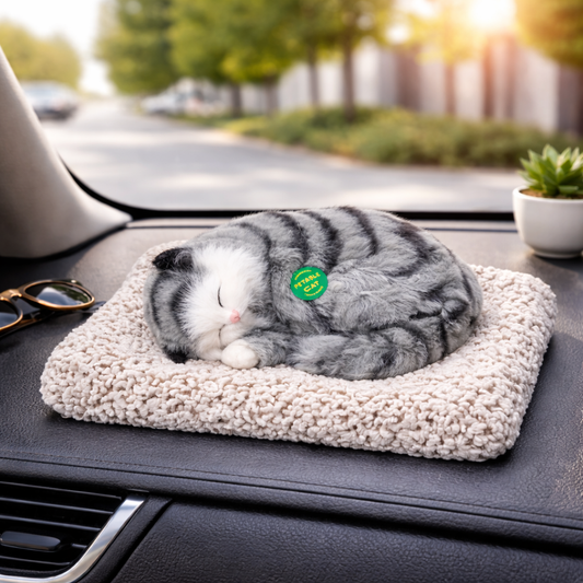 Sleeping Cat Car Dashboard Decor – Cute Plush Dashboard Companion Ornament
