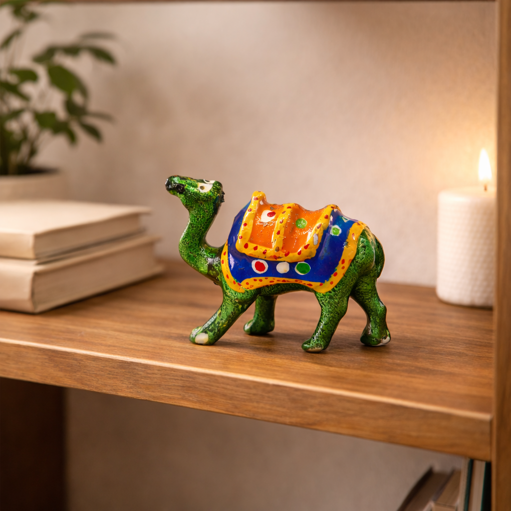 Colorful Ceramic Camel Figurine – Hand-Painted Rajasthani Style Decorative Showpiece