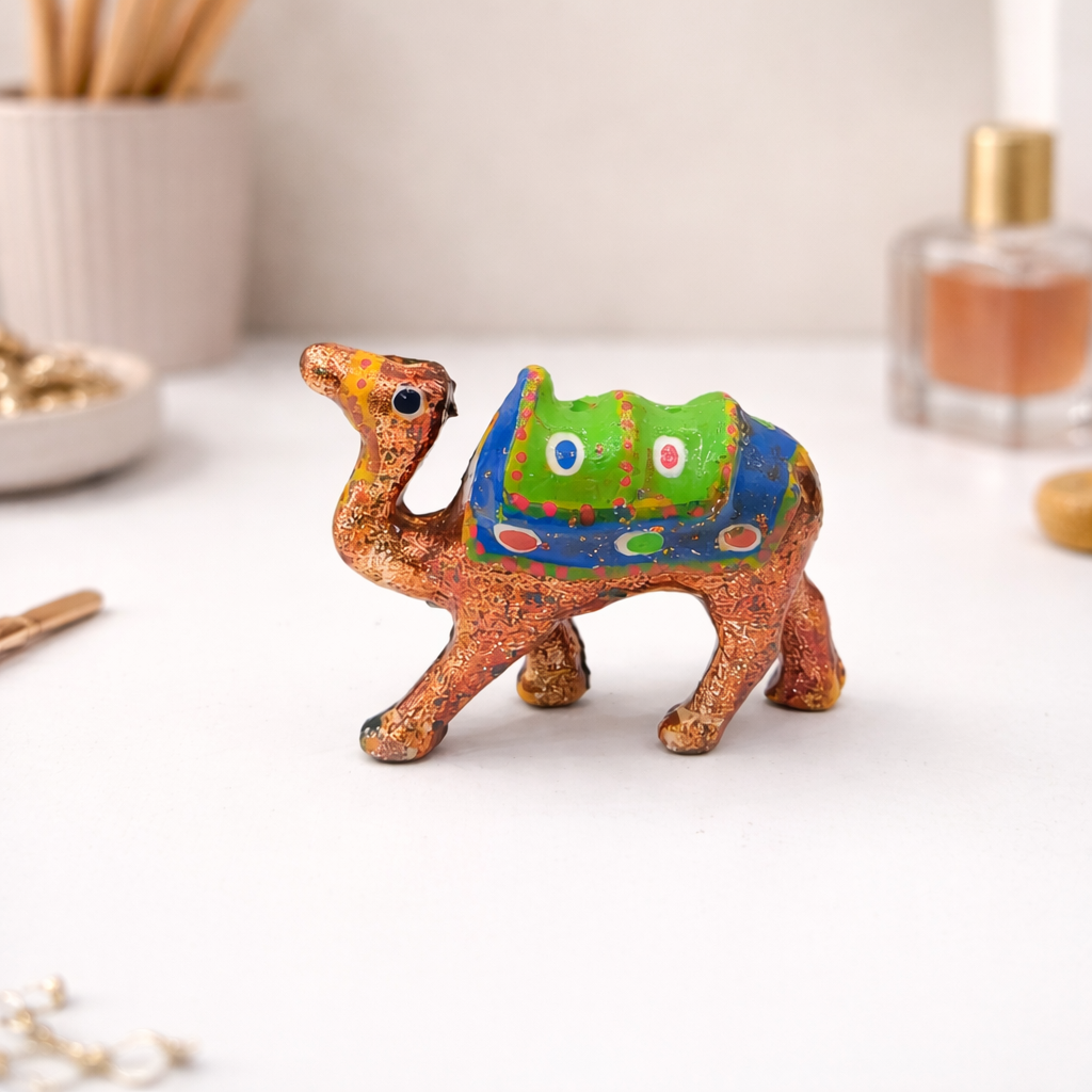 Colorful Ceramic Camel Figurine – Hand-Painted Rajasthani Style Decorative Showpiece