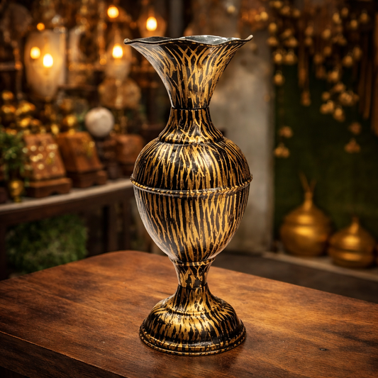 Luxury Black & Gold Pattern Decorative Vase | Premium Artistic Flower Vase for Home Décor
