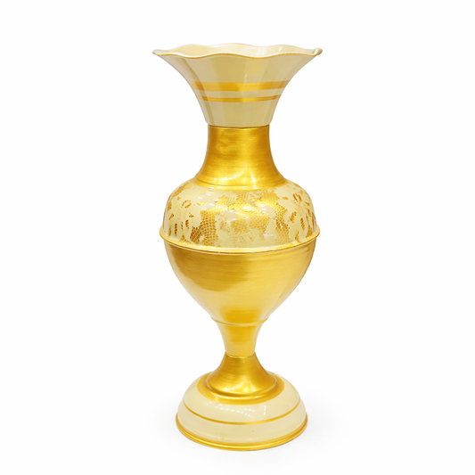 Luxury Gold & Cream Decorative Vase | Elegant Flower Vase for Home & Office Décor