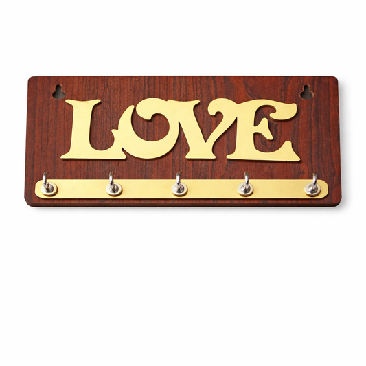 Rustic Wooden Key Holder with 'Sweet Home' Engraving – Decorative Wall Organizer