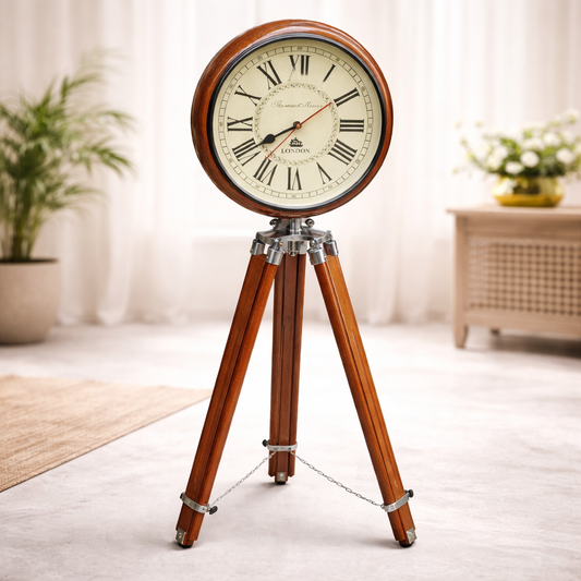 Elegant Vintage Tripod Floor Clock with Roman Numerals – Antique-Style Home Decor