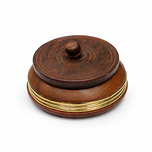 Handcrafted Wooden Kumkum Box with Lid – Elegant Sindoor Container for Vanity & Ritual Use