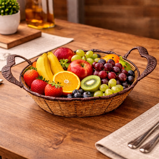 Handwoven Wicker Basket with Dual Handles – Stylish Storage Solution