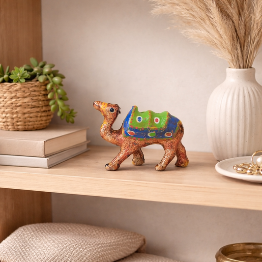 Colorful Ceramic Camel Figurine – Hand-Painted Rajasthani Style Decorative Showpiece