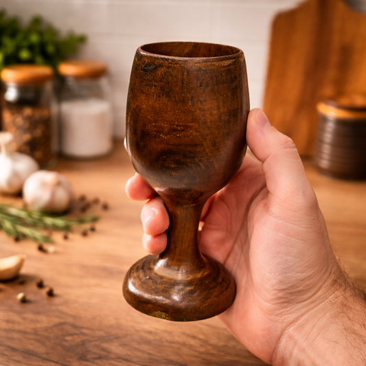 Handcrafted Wooden Goblet – Unique Natural Wood Drinkware