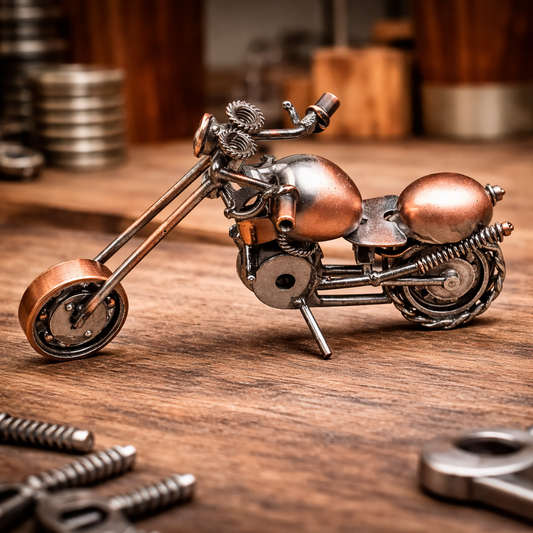 Handcrafted Metal Motorcycle Sculpture – Unique Vintage Bike Decor