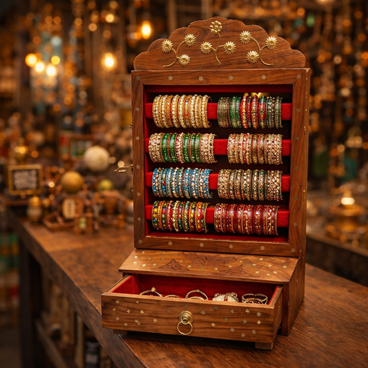 Handcrafted Wooden Jewelry Organizer Box with Velvet Lining | Luxury Storage Case with Drawer & Lock