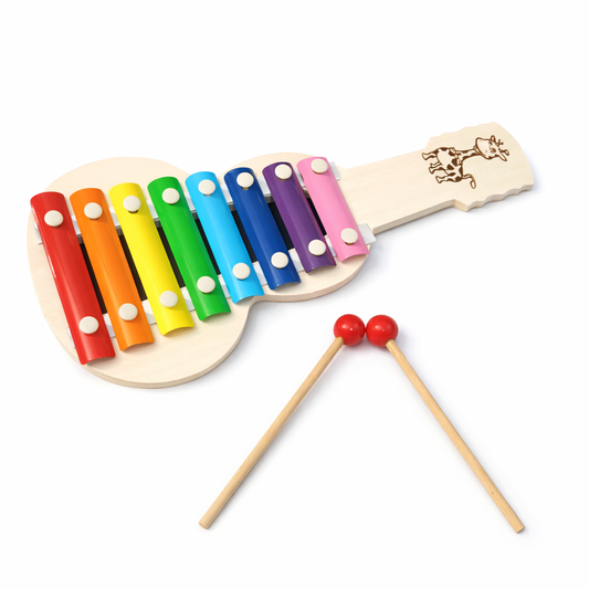 Whimsical Rainbow Guitar Xylophone with Giraffe Design – Kids Musical Toy