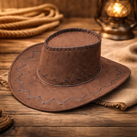 Classic Suede Cowboy Hat with Stitched Detailing – Western Style Hat
