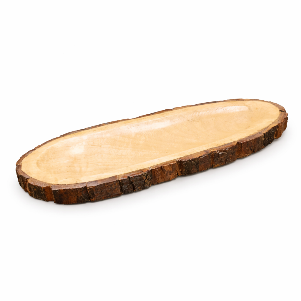 Rustic Live-Edge Wooden Serving Board – Natural Wood Kitchenware