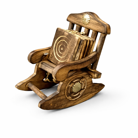 Rustic Wooden Rocking Chair Organizer – Handmade Tabletop Decor Holder