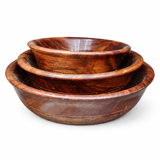 Handcrafted Wooden Bowls Set – Rustic Kitchen Bowls