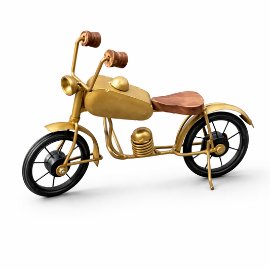 Vintage Brass Motorcycle Showpiece – Retro Metal Bike Decor Statue