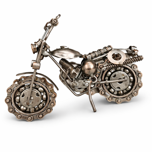 Steampunk Motorcycle Sculpture – Industrial Metal Art Motorcycle