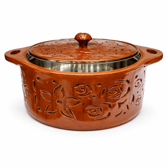 Handcrafted Wooden Cooking Pot with Lid – Rustic Kitchenware