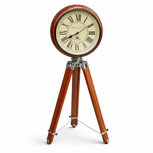 Elegant Vintage Tripod Floor Clock with Roman Numerals – Antique-Style Home Decor