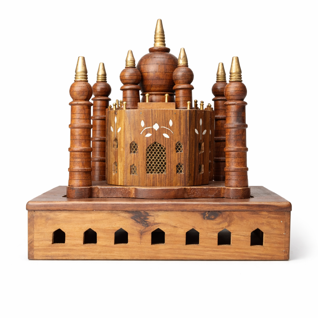 Handcrafted Wooden Islamic Temple with Decorative Elements – Ornate Religious Figurine