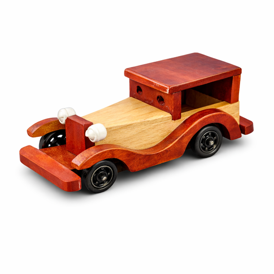 Vintage Wooden Toy Car Decor – Classic Retro Mini Car Showpiece