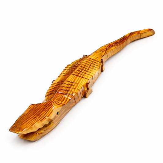 Handcrafted Wooden Crocodile Figurine – Unique Wildlife Décor