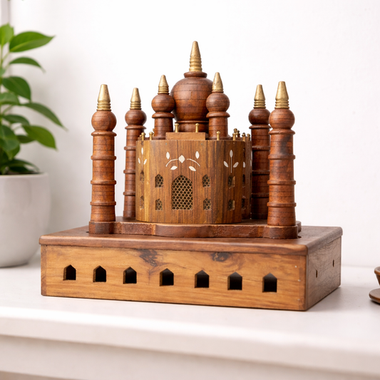 Handcrafted Wooden Islamic Temple with Decorative Elements – Ornate Religious Figurine