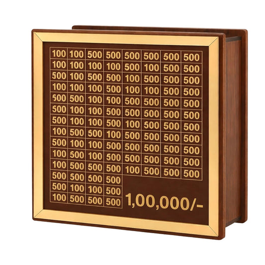 Golden Wooden Piggy Bank – ₹1,00,000 Savings Goal Tracker Gullak for Kids & Adults
